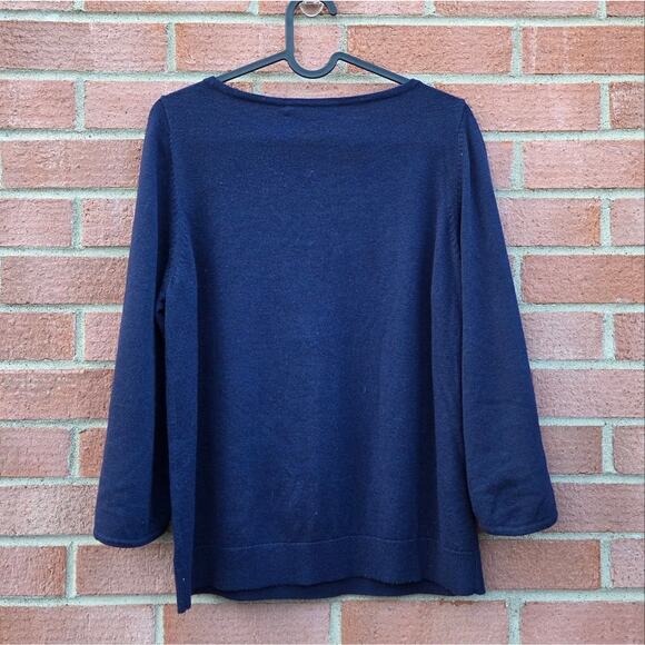 Milly Petal Sleeve Scoop Neck Sweater Size Large Blue - Picture 4 of 6